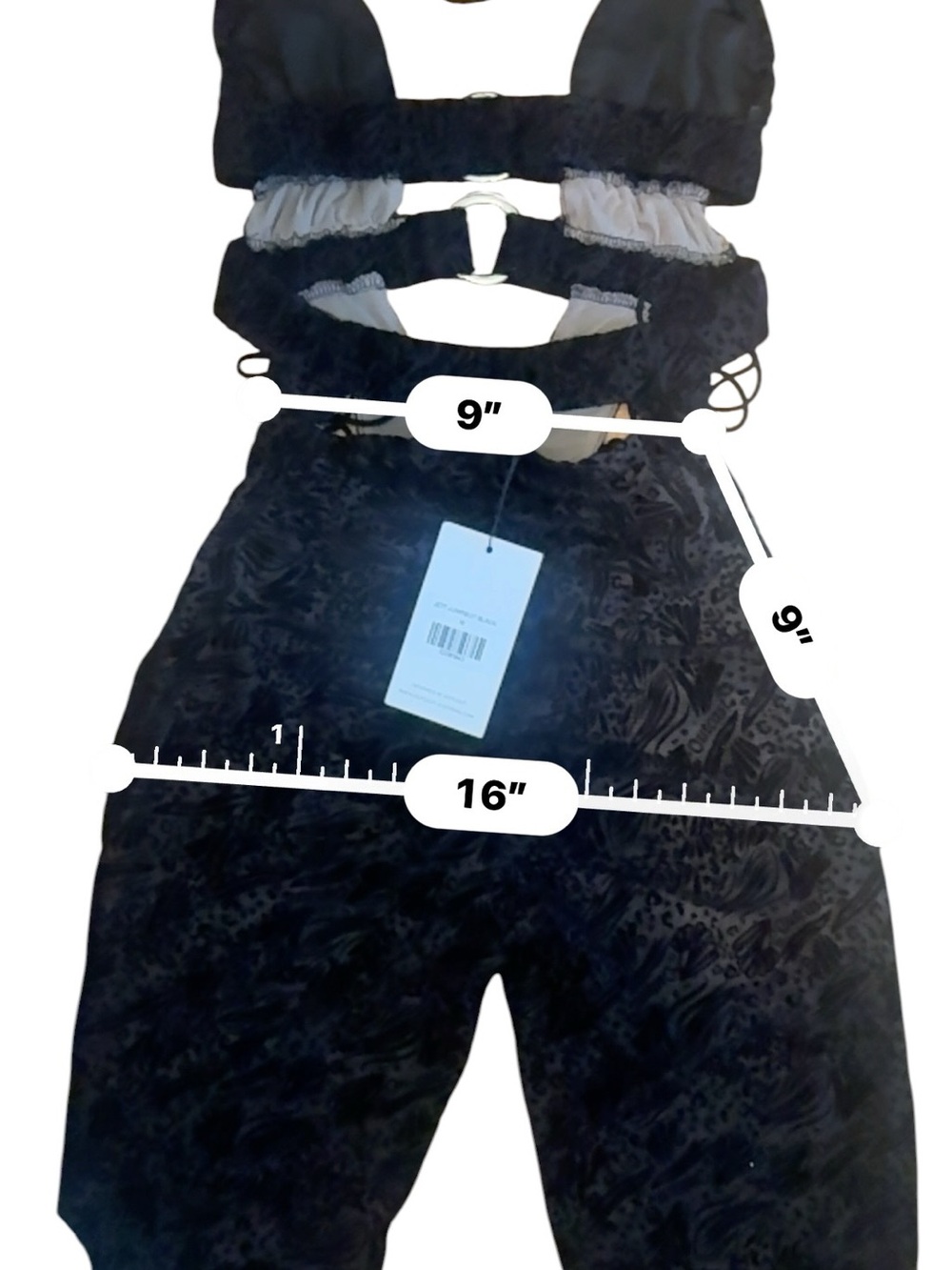 Open-Back Black Lace-Up Wide-Leg Jumpsuit - Picture 16 of 16
